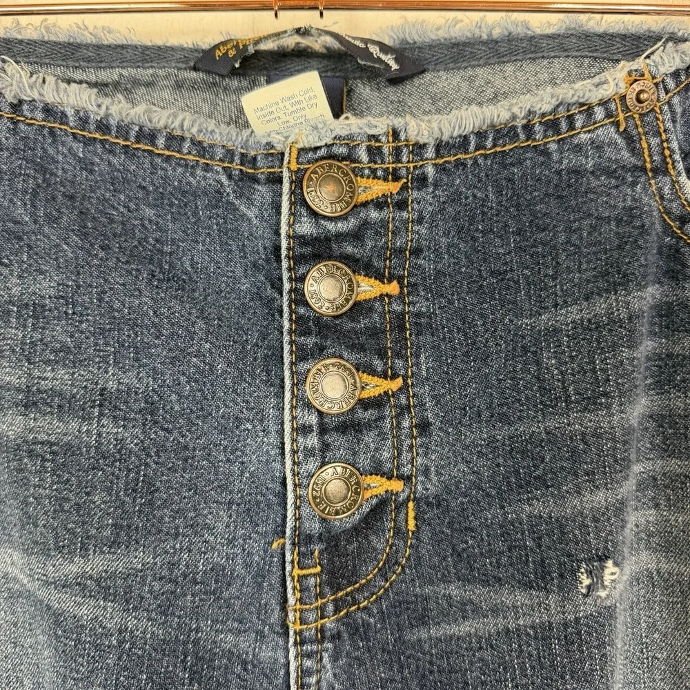 VTG Abercrombie Fitch Low‎ Rise Jeans Raw Waist Flare Button Fly Hippie Indie 12